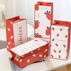 Strawberry Print Gift Bag (Water Cup Bag)